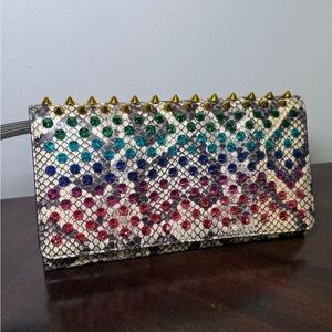 Christian Louboutin Gold Clutch with Glamorous Spikes